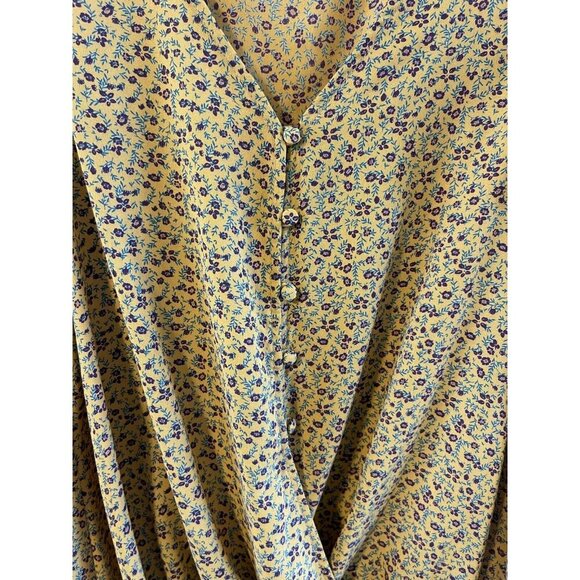 Emmer & Oat Womens S Floral Blouse Shirt Buttons Wrap spring summer boho peasant - Picture 4 of 5
